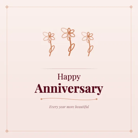 Rose Bloom — Anniversary greeting card design, personalise with your name
