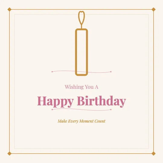 ✦ Frame & Candle — Happy Birthday greeting card design, personalise with your name