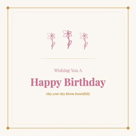 Rose Gold Glam — Happy Birthday greeting card design, personalise with your name