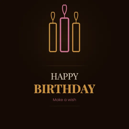✦ Candlelight Noir — Happy Birthday greeting card design, personalise with your name