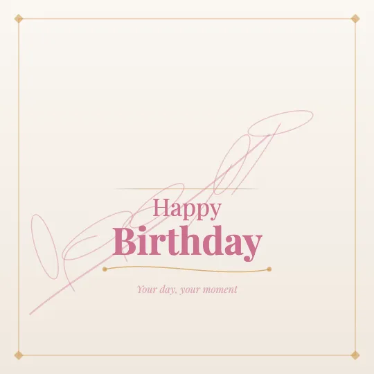 ✦ Champagne Bloom — Happy Birthday greeting card design, personalise with your name