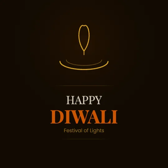 ✦ Diya & Gold — Happy Diwali greeting card design, personalise with your name