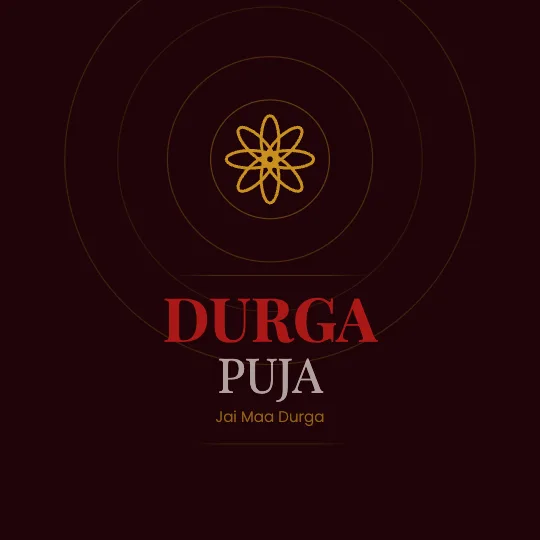 Sindoor Dawn — Durga Puja greeting card design, personalise with your name
