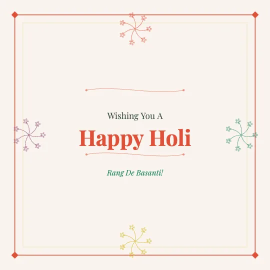 ✦ Petal Frame — Happy Holi greeting card design, personalise with your name