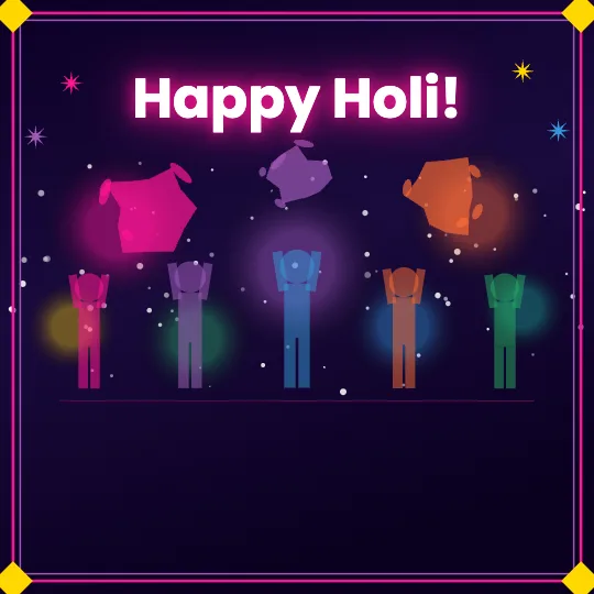 Rainbow — Happy Holi greeting card design, personalise with your name