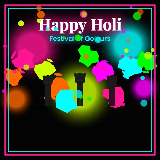 Holi · Neon Night — Happy Holi greeting card design, personalise with your name