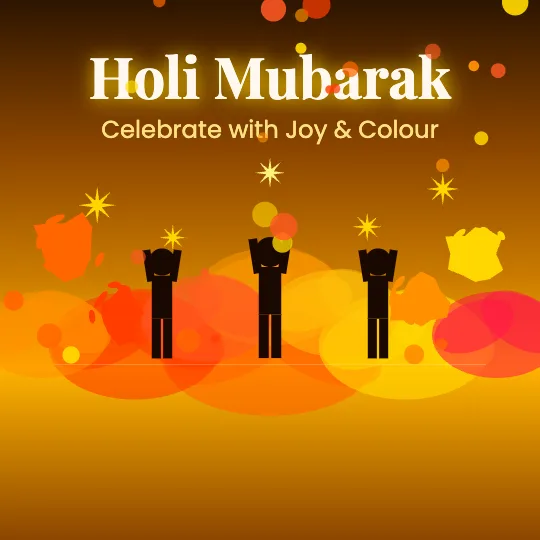Golden Celebration — Happy Holi greeting card design, personalise with your name
