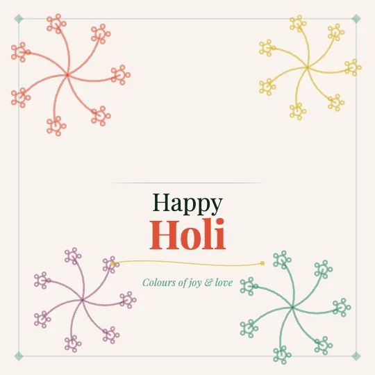 ✦ Colour & Bloom — Happy Holi greeting card design, personalise with your name