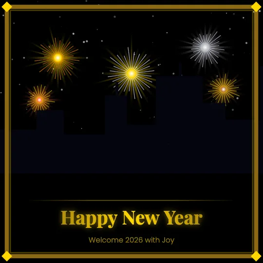 New Year · Fireworks — Happy New Year greeting card design, personalise with your name