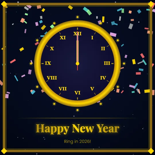 Golden Countdown — Happy New Year greeting card design, personalise with your name