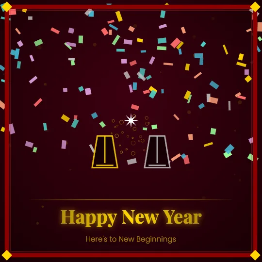 Blue Sparkle — Happy New Year greeting card design, personalise with your name