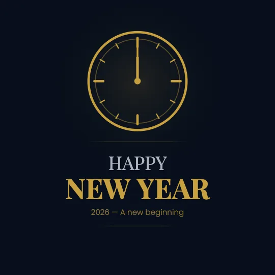 ✦ Midnight Stars — Happy New Year greeting card design, personalise with your name