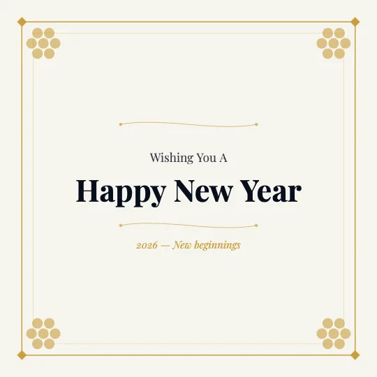 ✦ Frame & Fireworks — Happy New Year greeting card design, personalise with your name