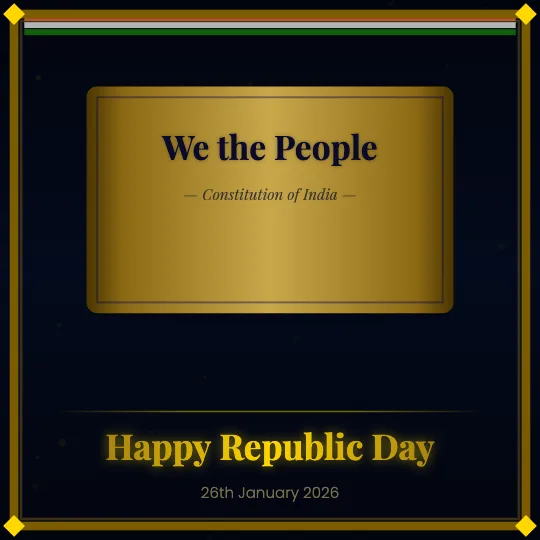 Constitution Gold — Republic Day greeting card design, personalise with your name